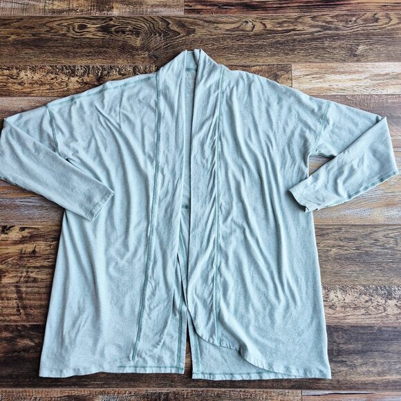 Coolibar Lumaleo UPF 50+ Sun Wrap Cardigan Long Sleeve Back-Slit Green - Picture 4 of 16